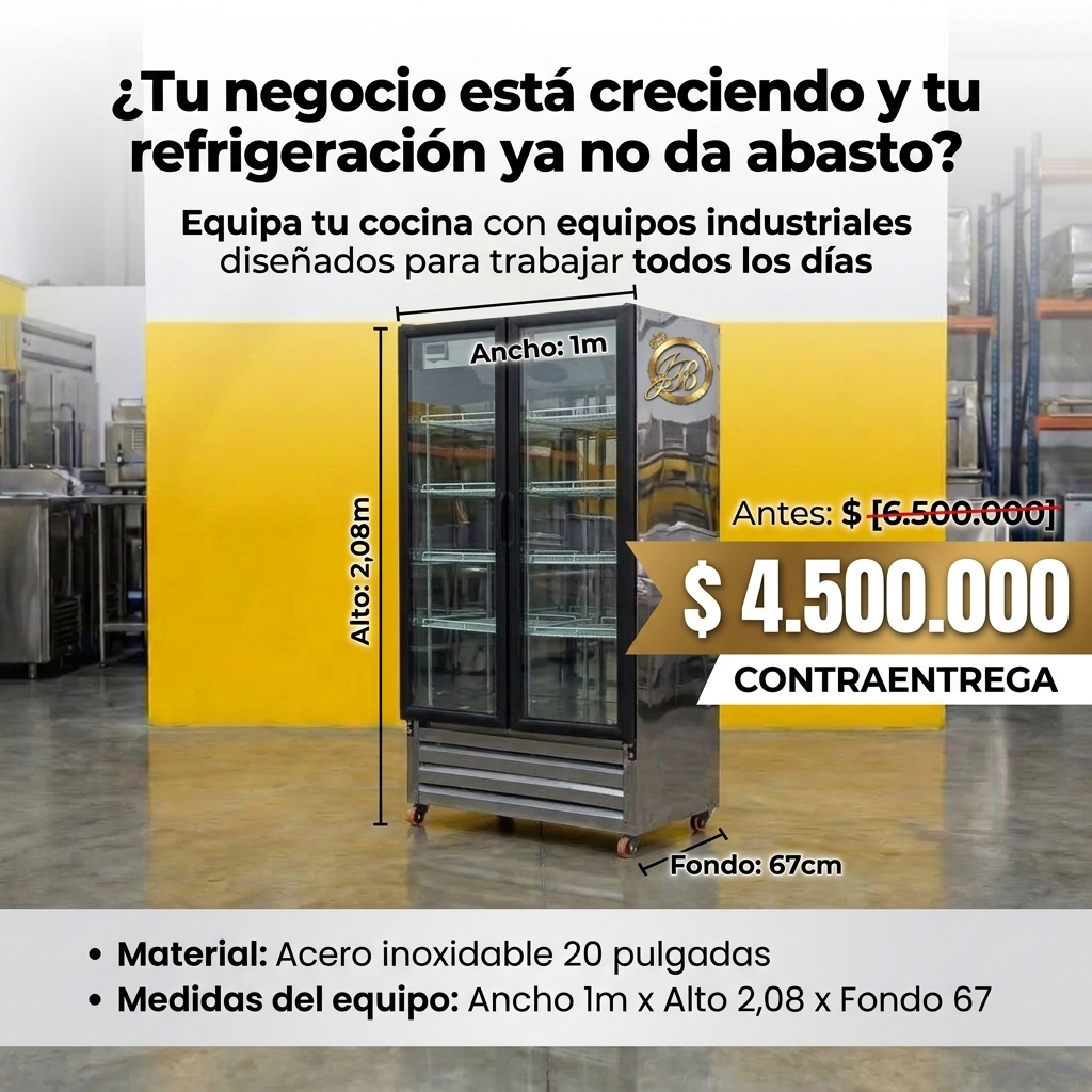 Nevera Exhibidora Refrigerada Doble Puerta