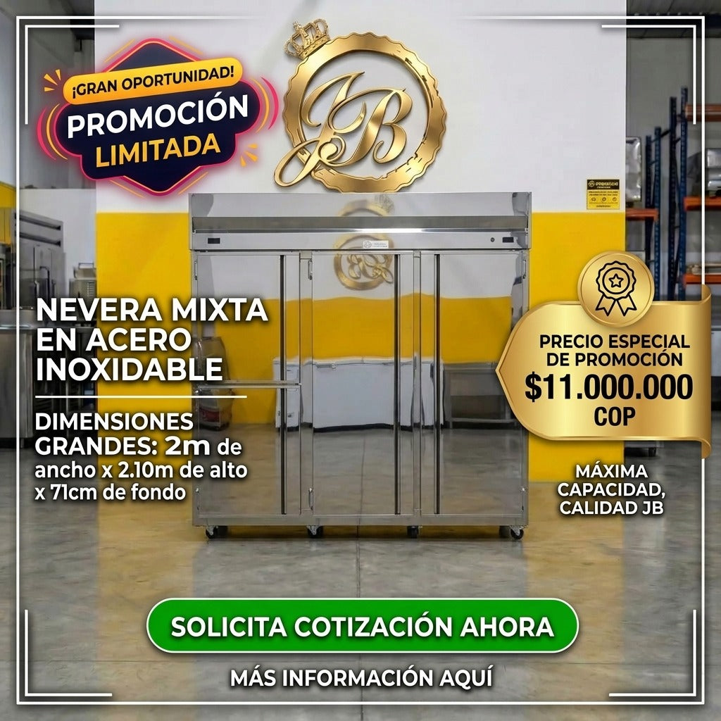 NEVERA MIXTA EN ACERO INOXIDABLE