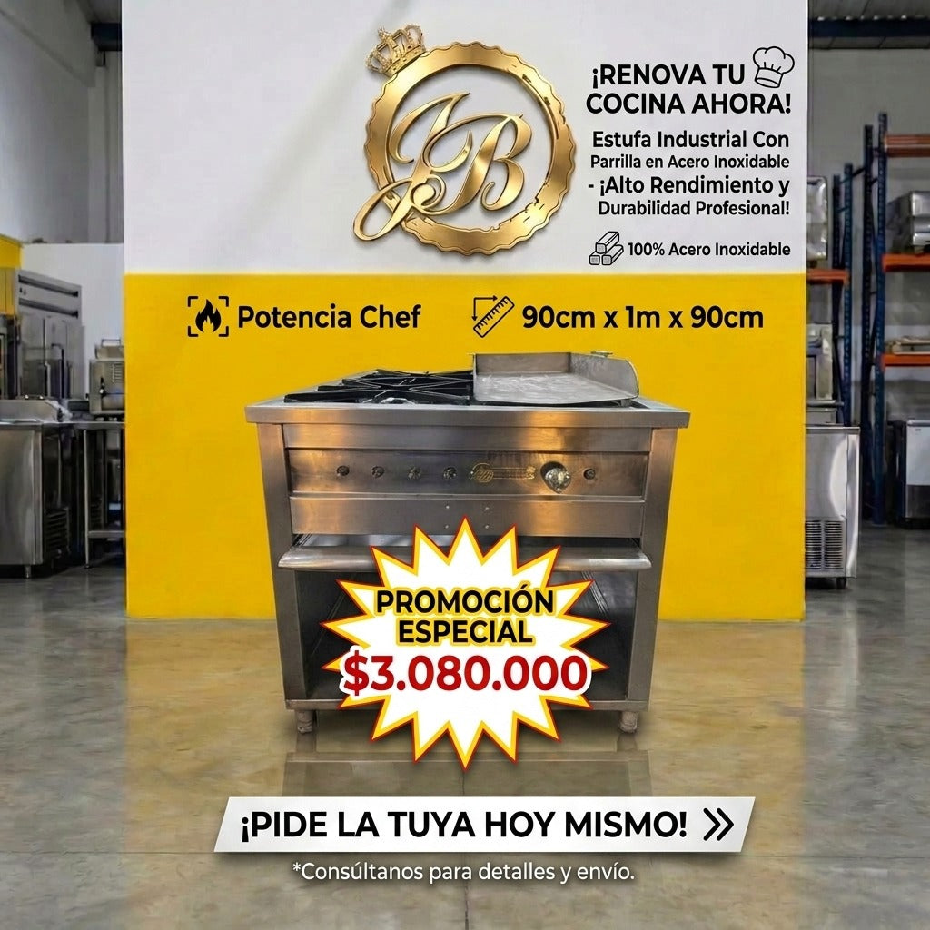 ESTUFA CON PARRILLA EN ACERO INOXIDABLE